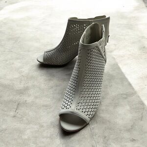 Elegant White Peep-Toe Ankle Boots